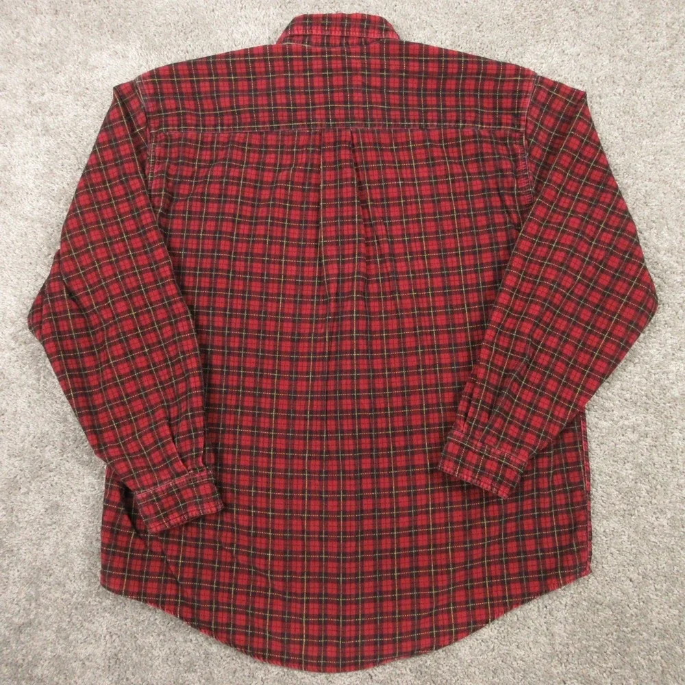 Vintage Eddie Bauer Shirt Men XL Red Plaid Corduroy Outdoor Lumberjack Button Up
